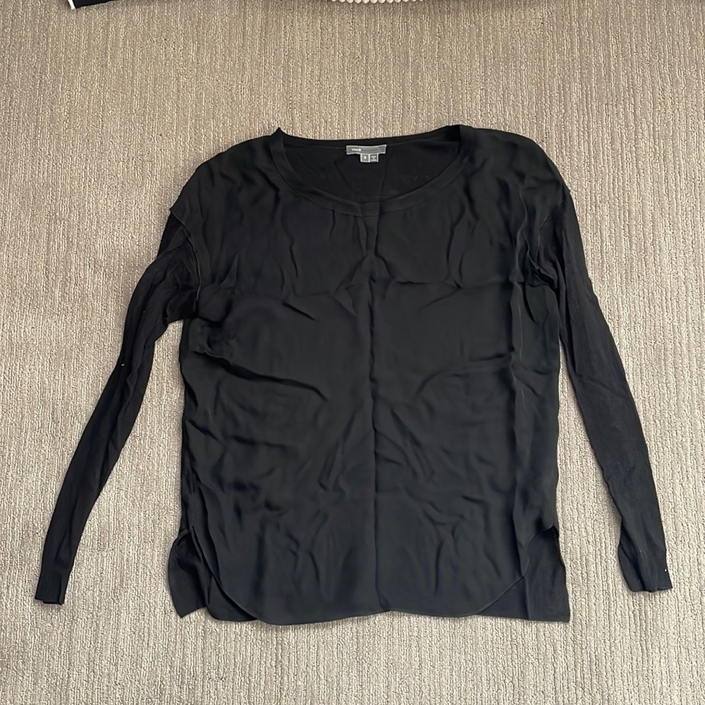 Vince Silk and Cashmere Blouse Light Weight | Black | Size Medium